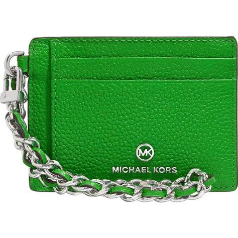 michael michael kors small pebbled leather chain card case